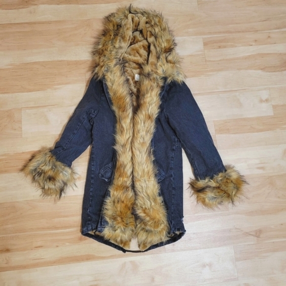 New Winter Faux Fur Hooded Jacket Winter Coat Parka Warm Brown Snow Ski Puffer - Picture 5 of 6